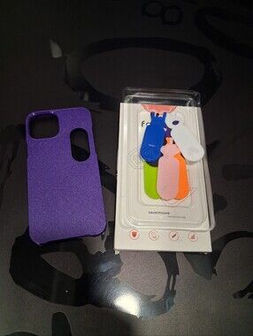 Iphone 15 Plus Purple Glitter Smartphone Case with Multicolor Tabs